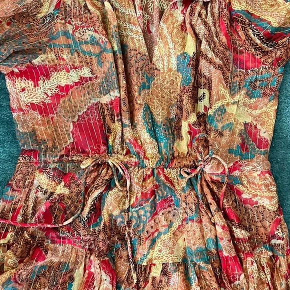 A.L.C. Red Mix Floral V-Neck Long Sleeve Mini Dress size 8 - Picture 4 of 7